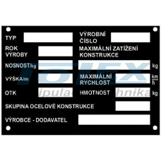 výrobní, typový štítek